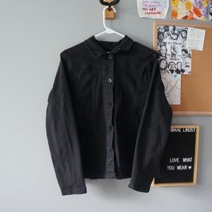 unisex black button up jean jacket